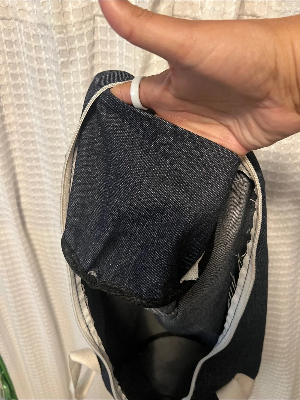 PRIVATE PARTY Black Gym & Juice Canvas Duffle with Cream Straps